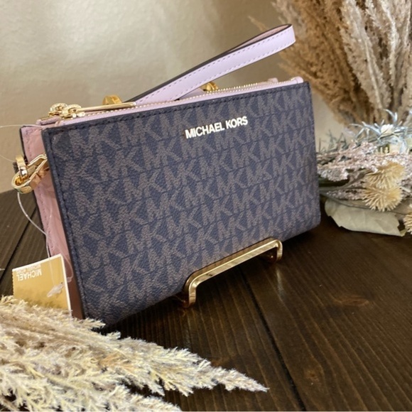 New Michael Kors large jet set double zipper wallet wristlet - Picture 7 of 13